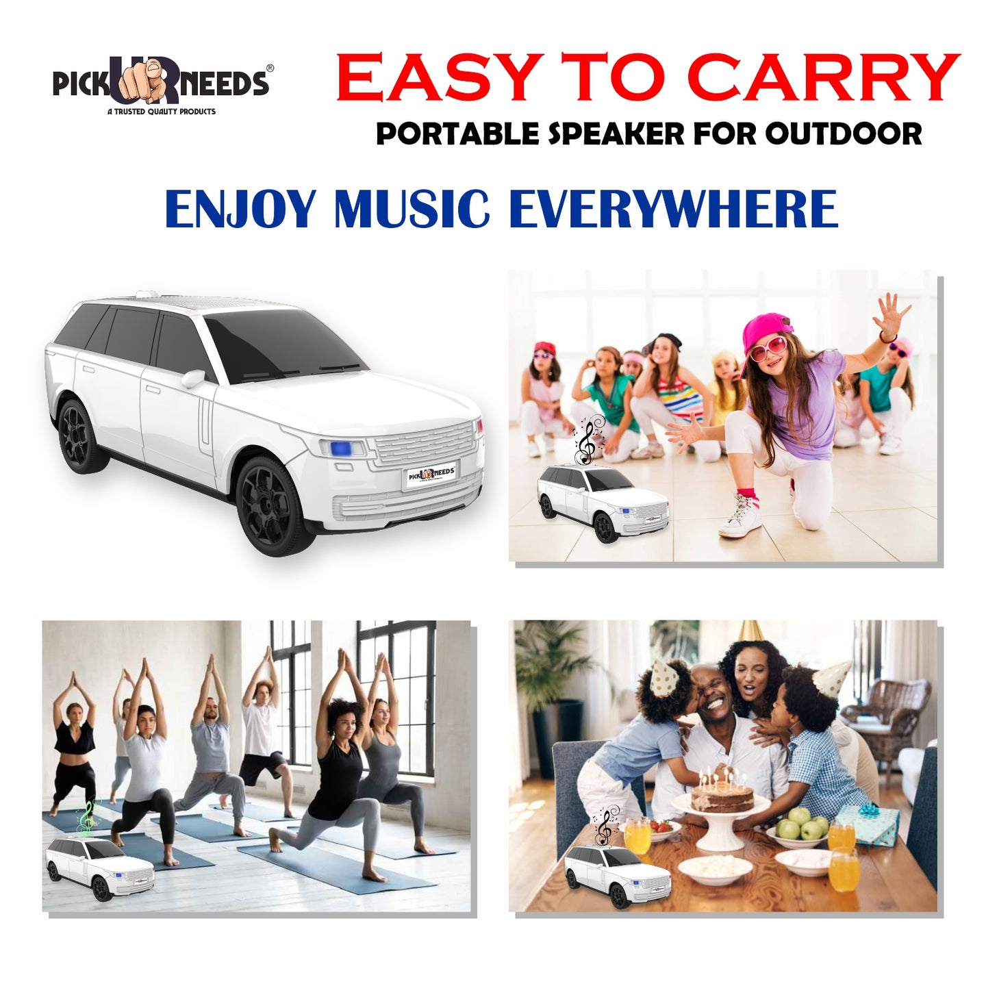 Pick Ur Needs Car Design Wireless Speaker USB / TF Card / FM Support RGB Light 1200mAh Battery 10 W Bluetooth Speaker